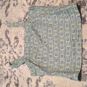 Metrostyle cotton linen size 14  tank top blue green African inspired print